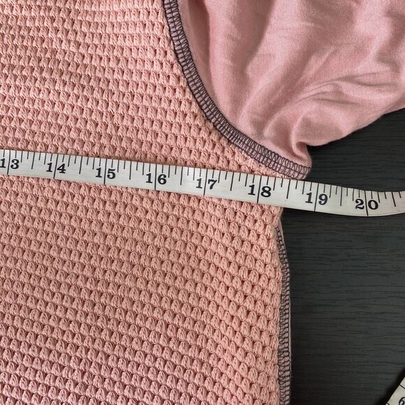 Soft Surroundings Top Women Medium Textured Waffle Layer V Neck Blouse Pink - Picture 8 of 9